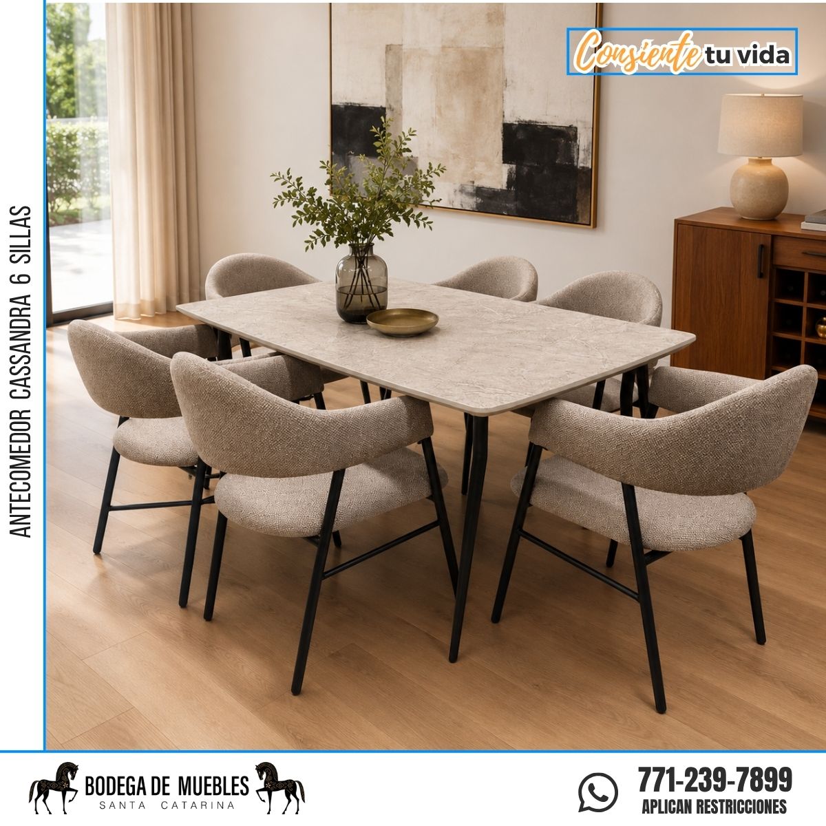 ANTECOMEDOR CASSANDRA 6 SILLAS