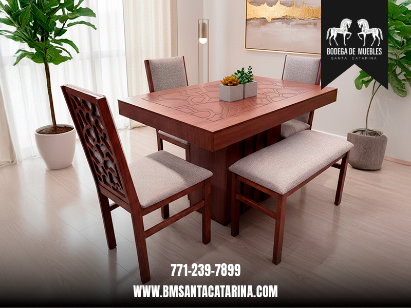 Antecomedor Tory 3 Sillas 1 Banco