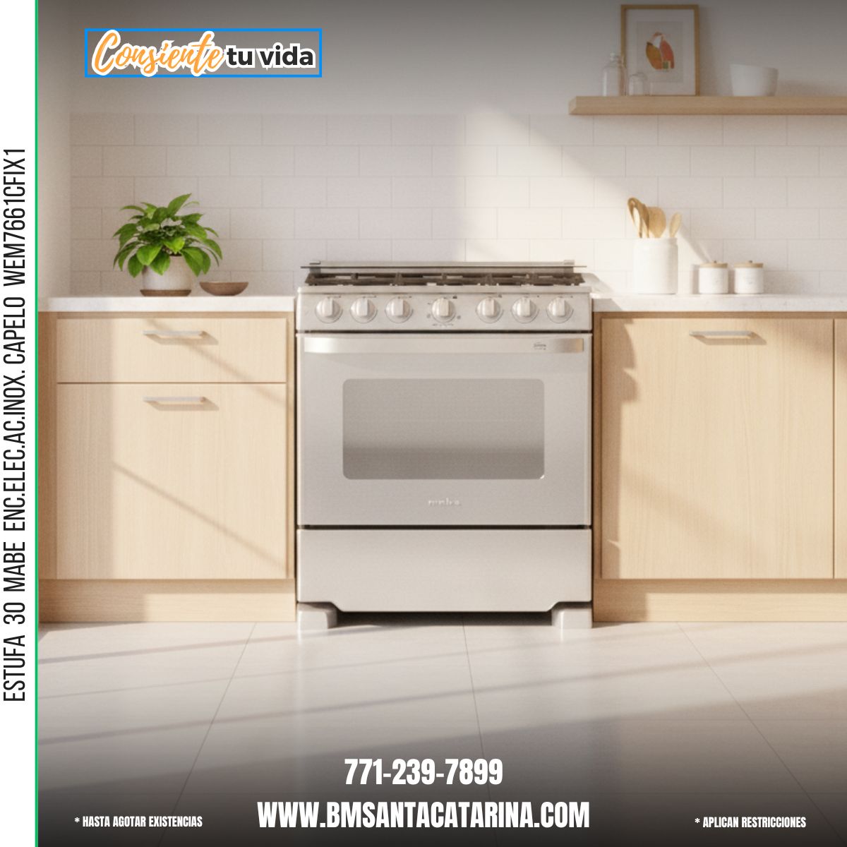 ESTUFA 30 MABE ENC.ELEC.AC.INOX. CAPELO WEM7661CFIX1