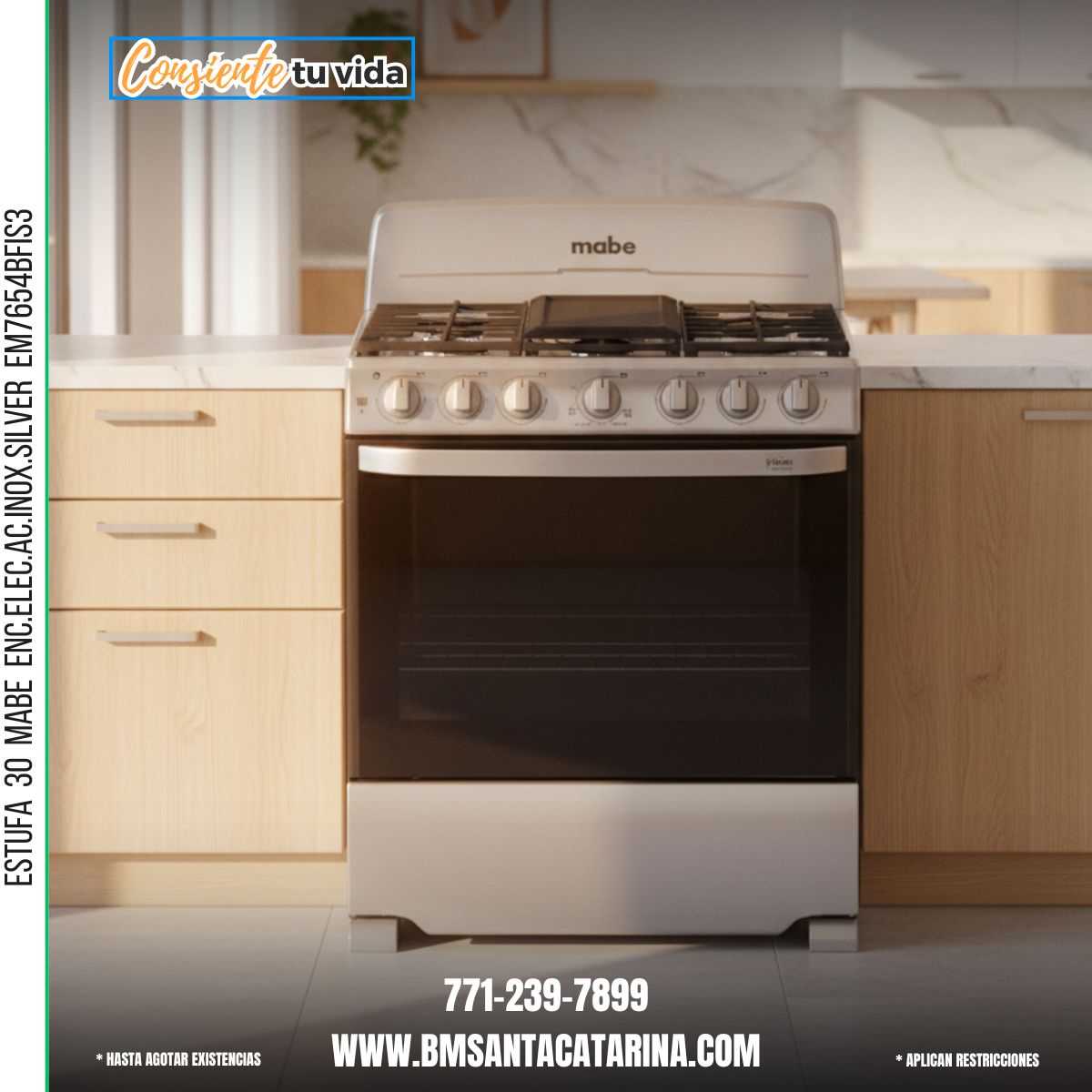 ESTUFA 30 MABE ENC.ELEC.AC.INOX.SILVER EM7654BFIS3