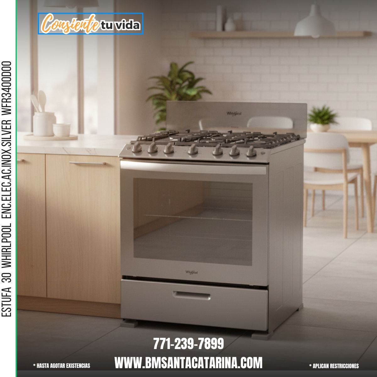 ESTUFA 30 WHIRLPOOL ENC.ELEC.AC.INOX.SILVER WFR3400D00