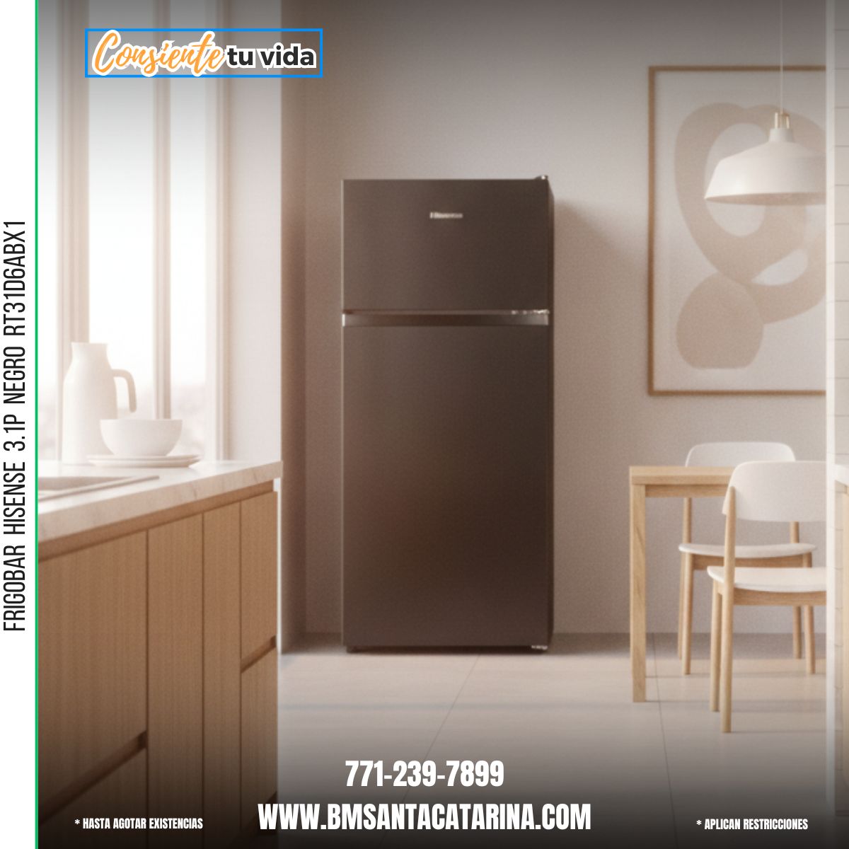 FRIGOBAR HISENSE 3.1P NEGRO RT31D6ABX1