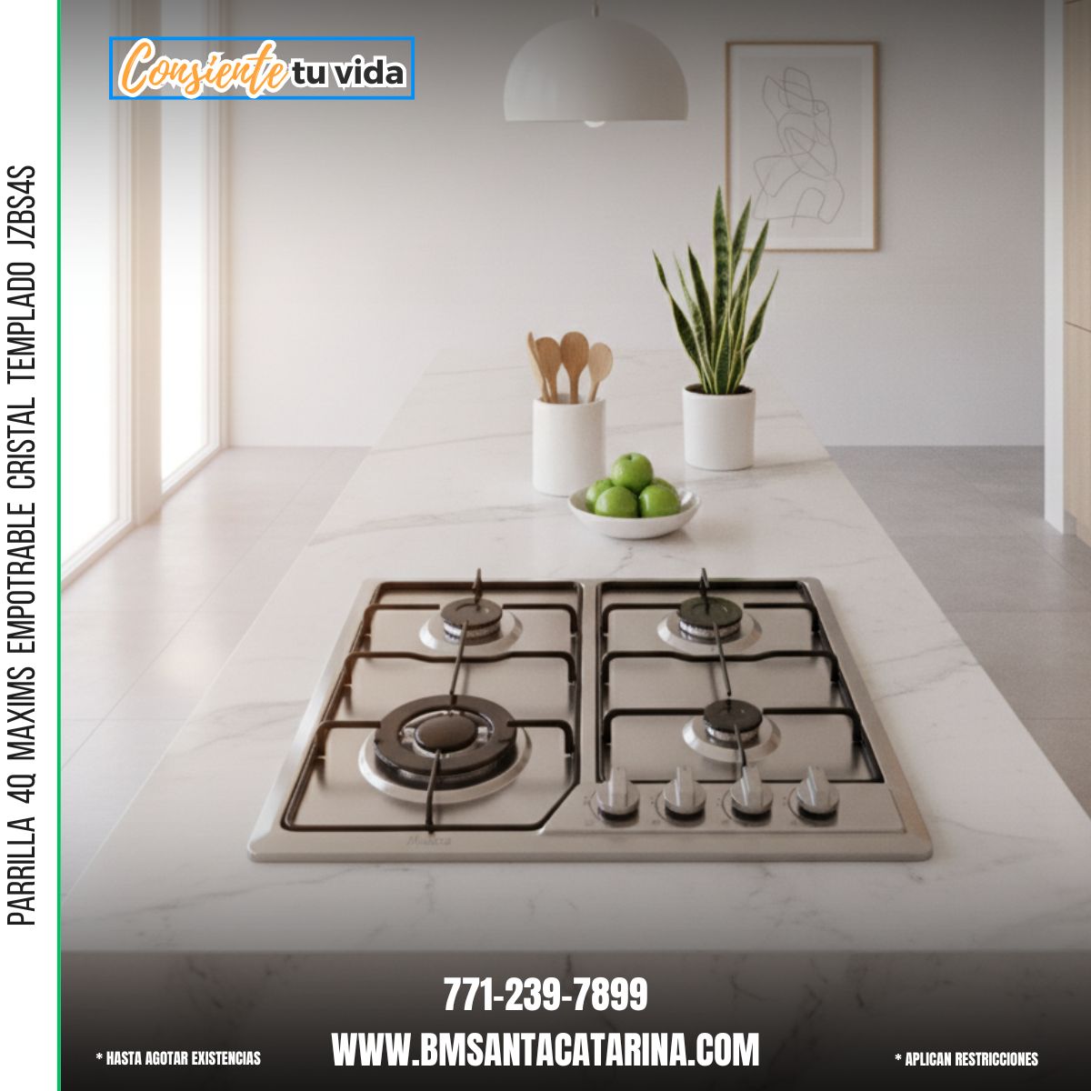 PARRILLA  4Q  MAXIMS  EMPOTRABLE  CRISTAL  TEMPLADO  JZBS4S