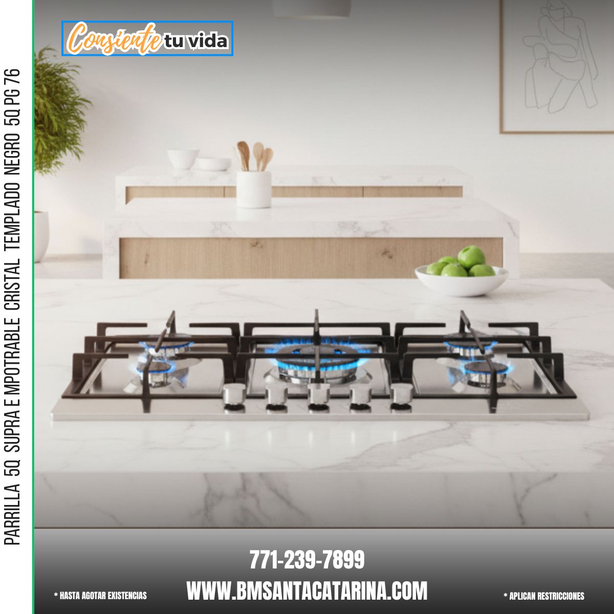 PARRILLA  5Q  SUPRA E MPOTRABLE  CRISTAL  TEMPLADO  NEGRO  5Q PG 76