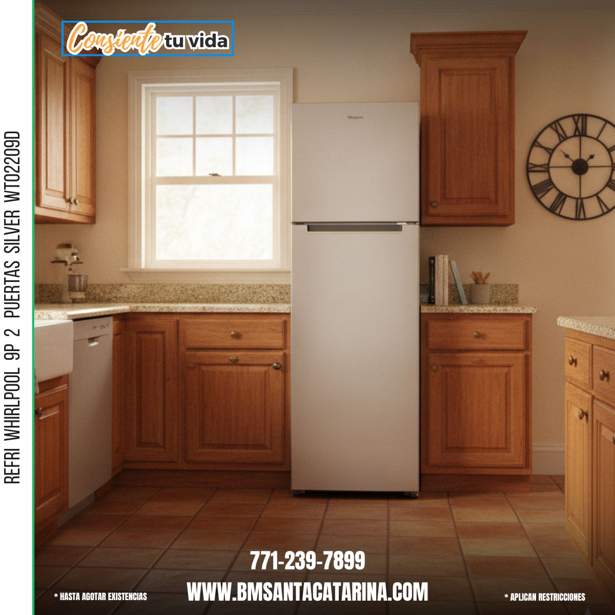 REFRI  WHIRLPOOL  9P  2   PuerTAS  SILVER  WT02209D