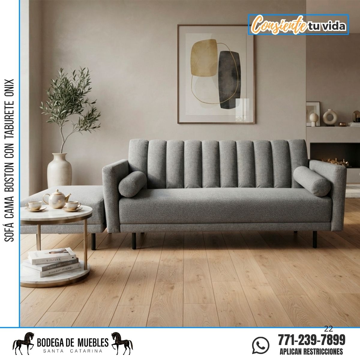 SOFÁ CAMA BOSTON CON TABURETE